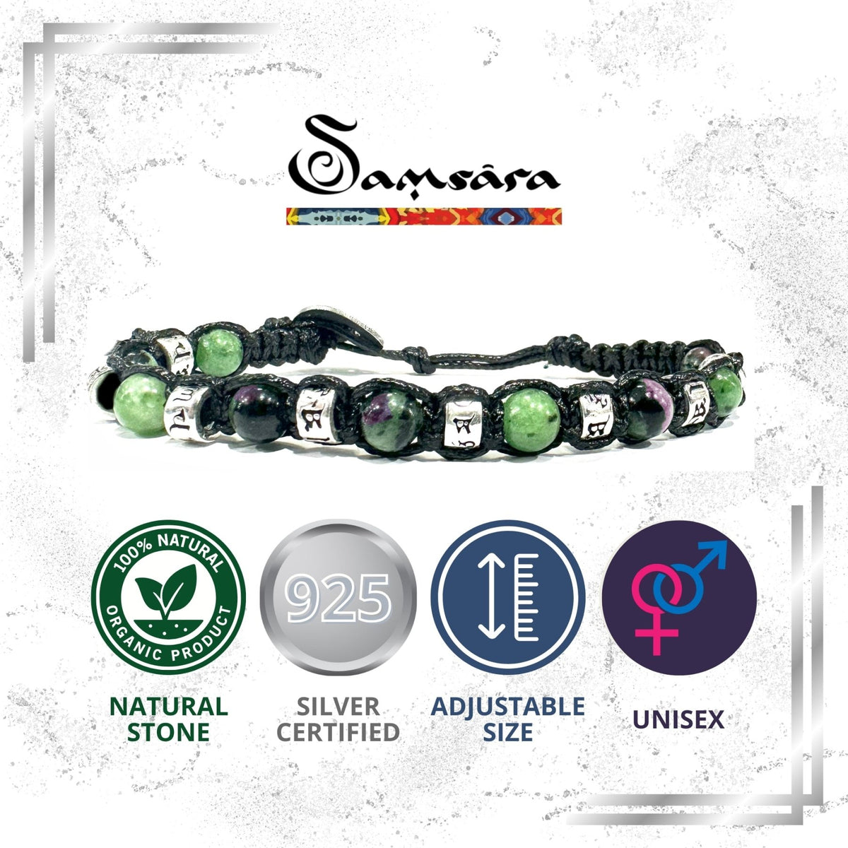 SAMSARA BRACCIALE TIBETANO IN LAPISLAZZULI E ARGENTO 925 - Saggezza, verità e intuizione - Clorophilla Shop