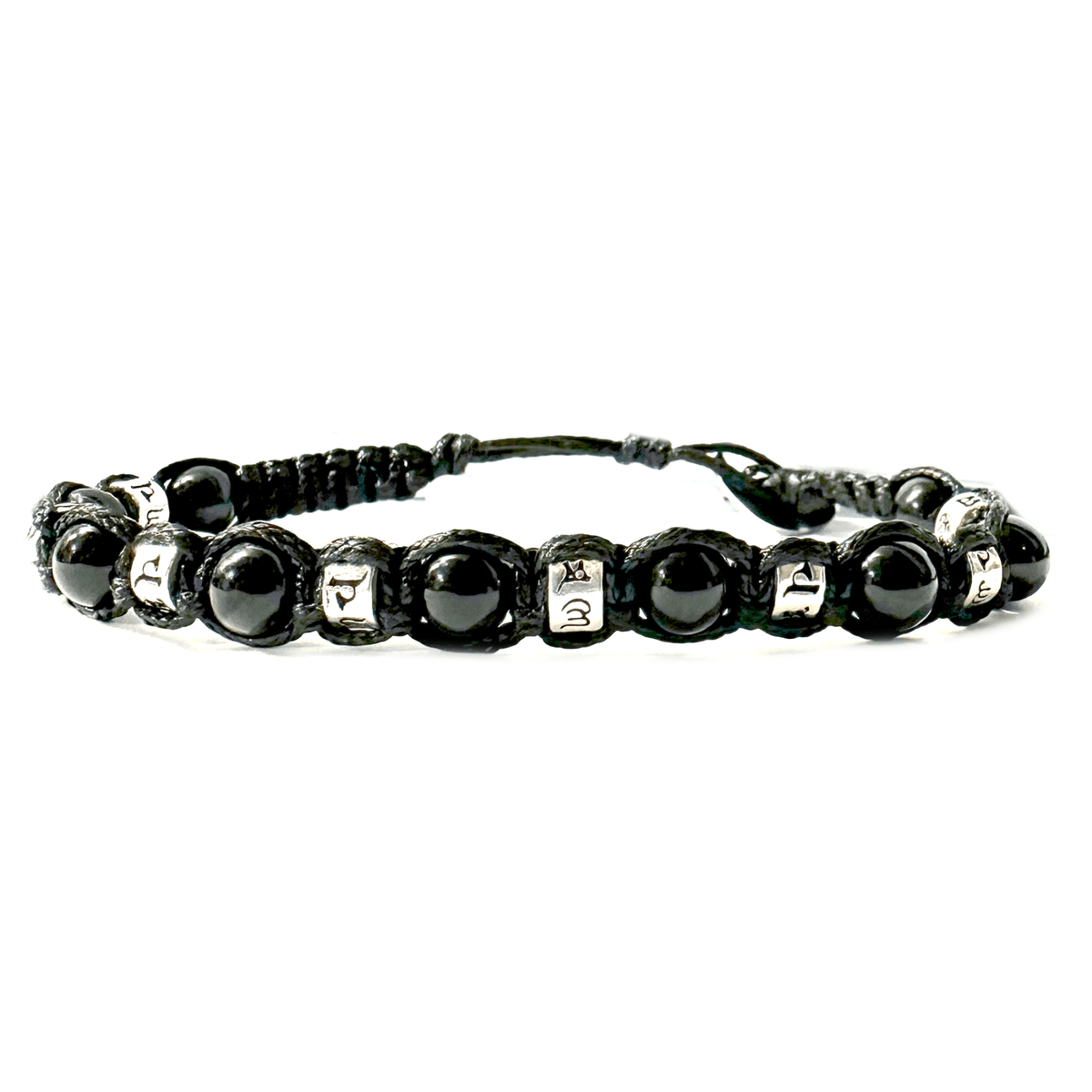 SAMSARA BRACCIALE TIBETANO IN OSSIDIANA NERA E ARGENTO 925 - Protezione, radicamento e forza interiore - Clorophilla Shop
