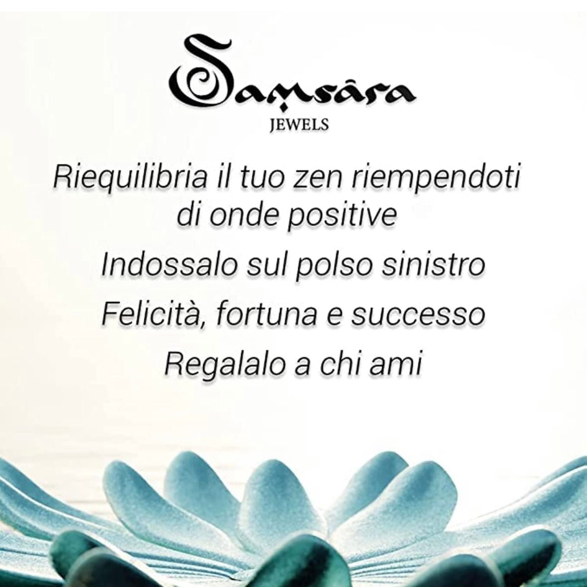 Samsara Cavigliera tibetana Shamballa con pietre - AGATA BIANCA FUME' FILO GRIGIO - Clorophilla Shop