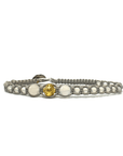 Samsara Cavigliera tibetana Shamballa con pietre - AGATA BIANCA FUME' FILO GRIGIO - Clorophilla Shop
