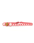 Samsara Cavigliera tibetana Shamballa con pietre - AGATA BIANCA FUME' FILO ROSA - Clorophilla Shop