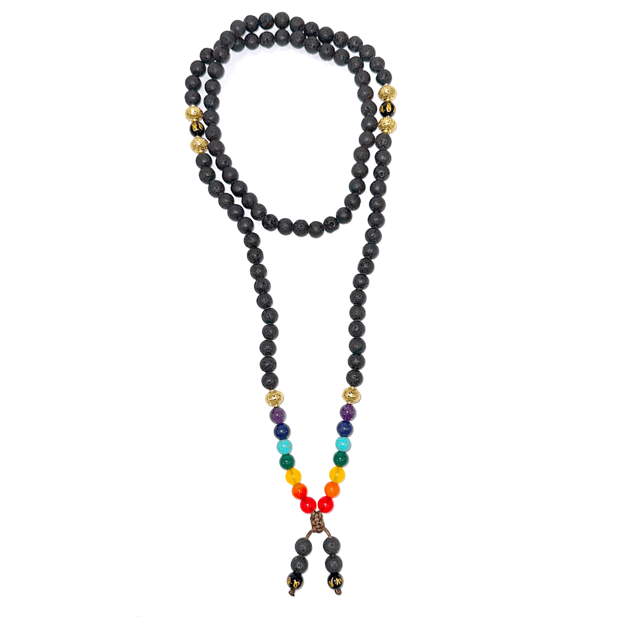 Samsara collana tibetana 7 CHAKRA con 7 pietre e Lava Nera - Mala 108 grani - Rosario Buddista Religioso - Clorophilla Shop