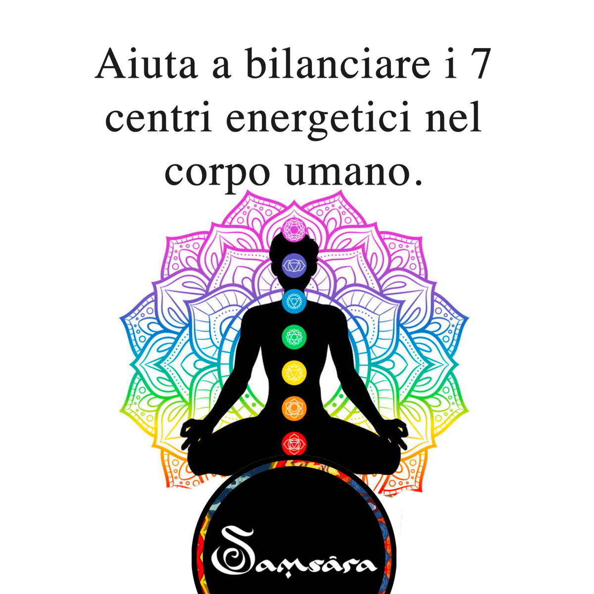 Samsara collana tibetana 7 CHAKRA con 7 pietre e Lava Nera - Mala 108 grani - Rosario Buddista Religioso - Clorophilla Shop