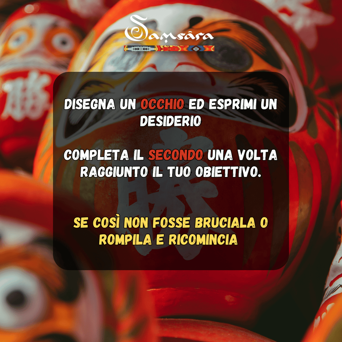 SAMSARA - DARUMA Bambolina Amuleto Portafortuna Giapponese Originale in Porcellana - ROSSO - Clorophilla Shop