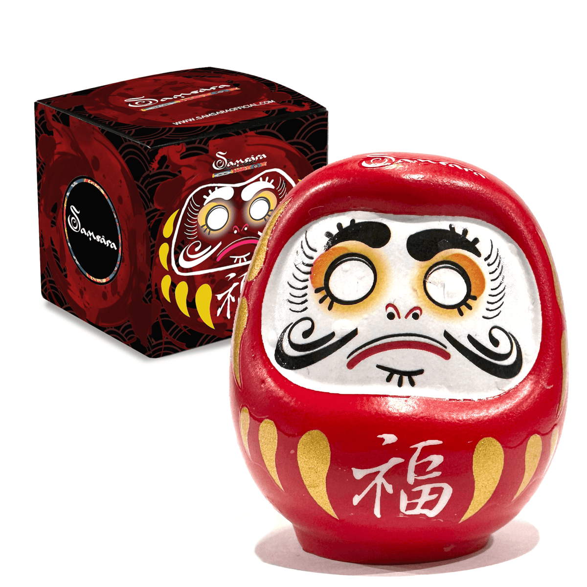 SAMSARA - DARUMA Bambolina Amuleto Portafortuna Giapponese Originale in Porcellana - ROSSO - Clorophilla Shop