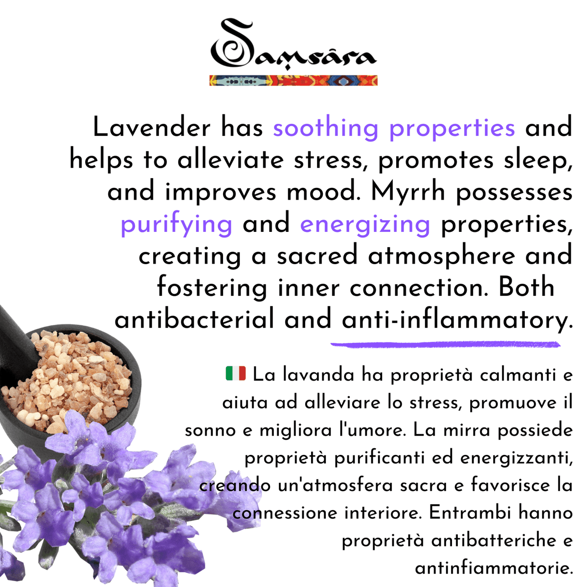 SAMSARA - Incenso in Polvere Naturale 100% - LAVANDA E MIRRA - Clorophilla Shop
