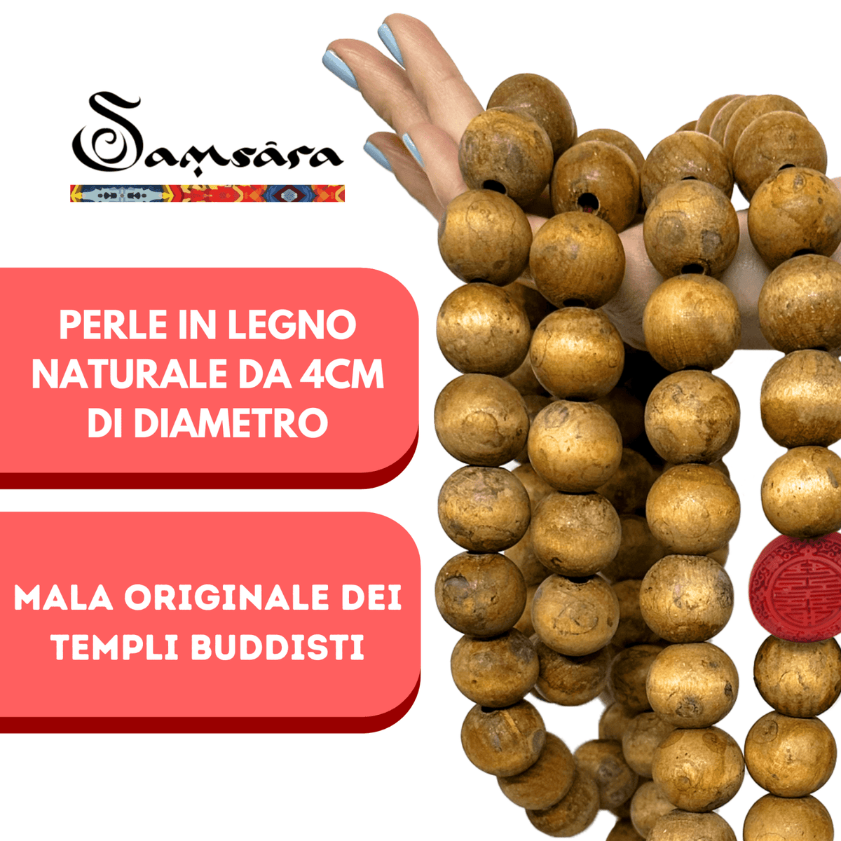 SAMSARA JAPAMALA OVERSIZE - Mala Tibetana 100cm - Clorophilla Shop