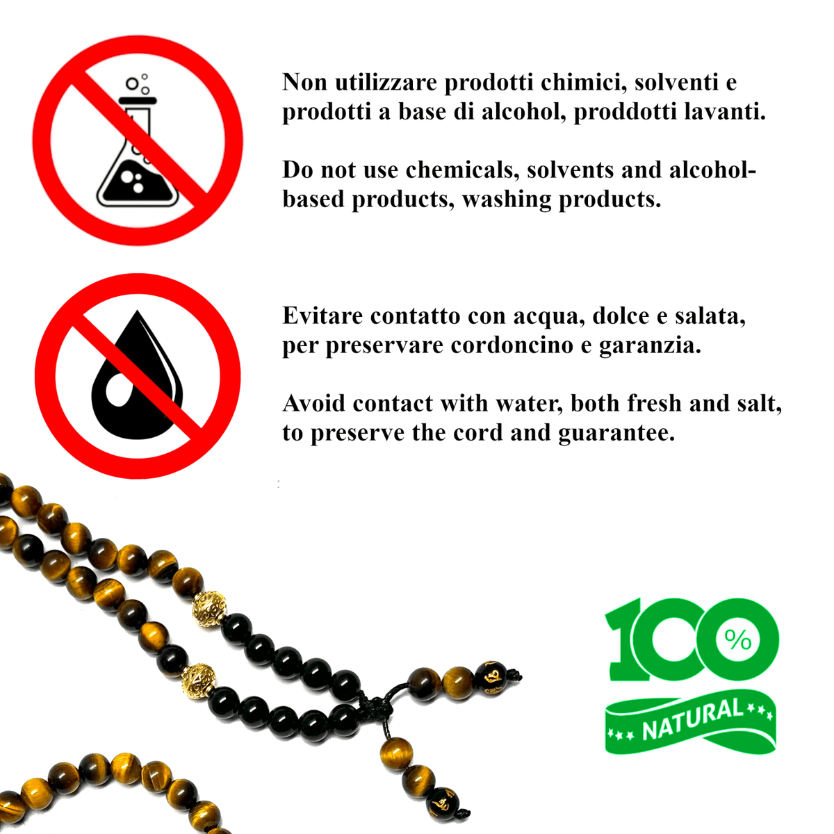 SAMSARA MALA IN OCCHIO DI TIGRE E ONICE NERO - Protezione, sicurezza e forza interiore - Clorophilla Shop