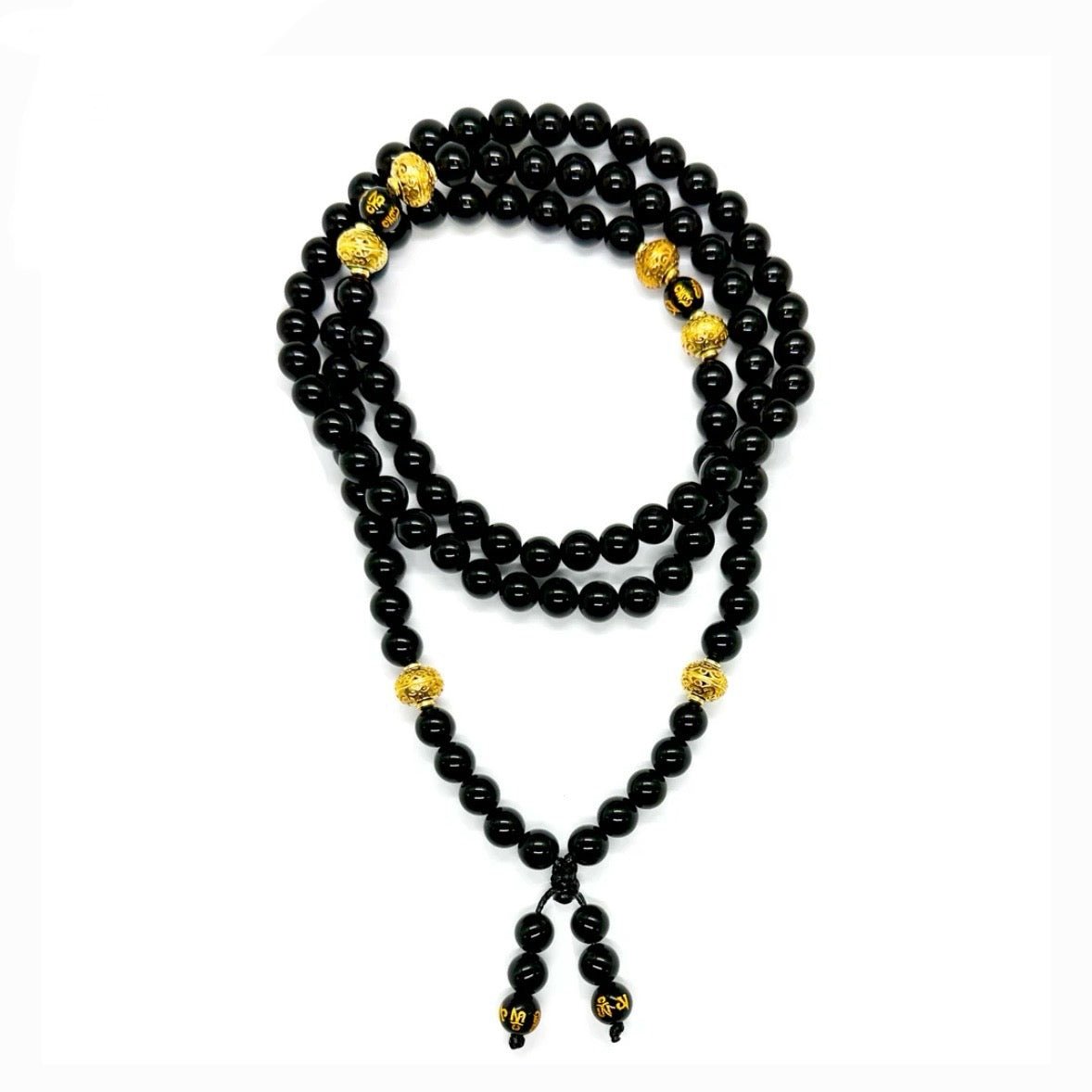 SAMSARA MALA IN ONICE NERO - Scudo energetico, sicurezza e radicamento - Clorophilla Shop