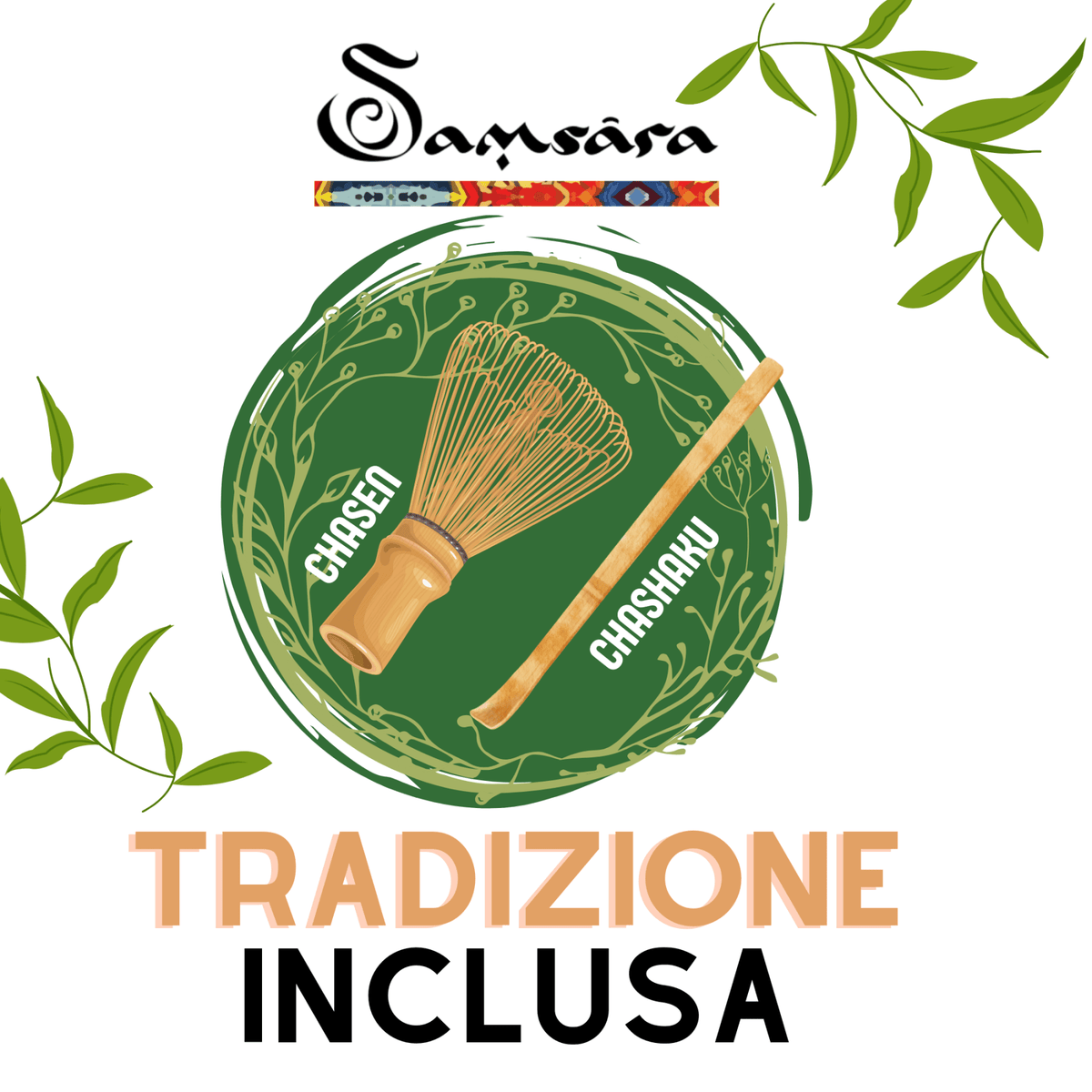 SAMSARA - Matcha Kit, Libro Illustrativo e 15 ricette 10g cad - Rituale Giapponese con Chasen e Chasaku - Clorophilla Shop