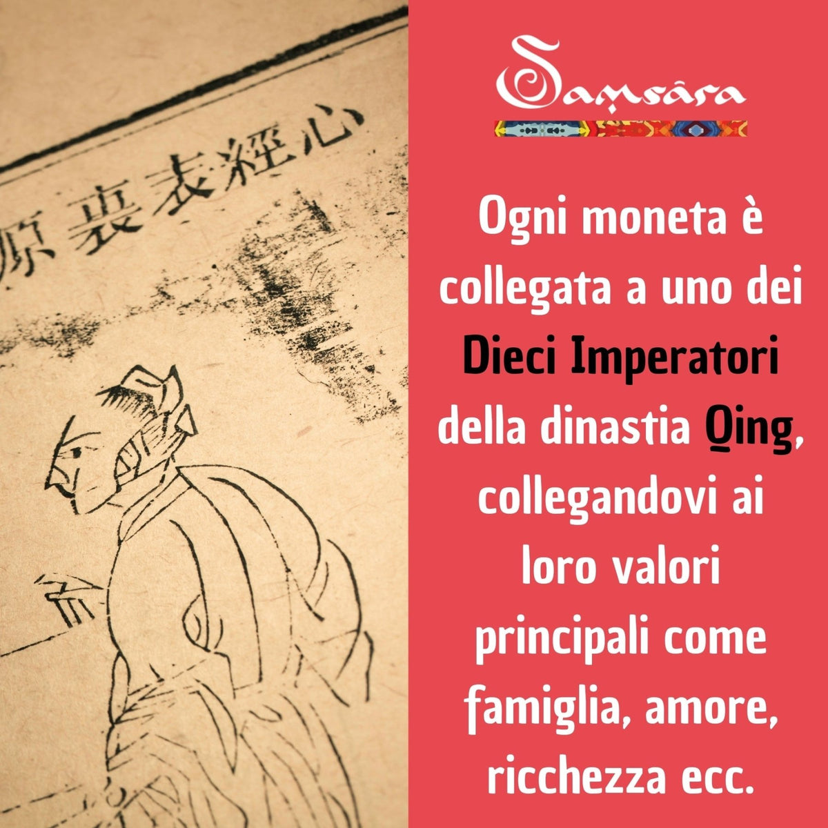 Samsara Monete Cinesi della Fortuna Dinastia Qing - 10 Monete con confezione regalo e informativa - Clorophilla Shop
