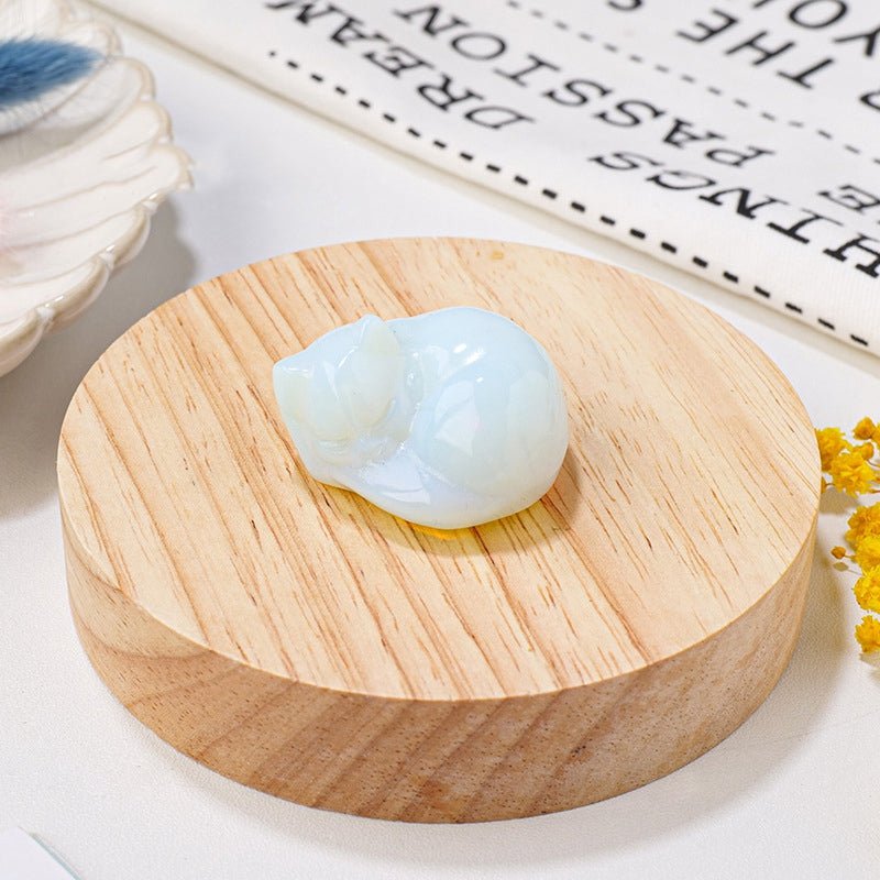 Scultura gatto in pietra vera in miniatura - Opalite - Clorophilla Shop