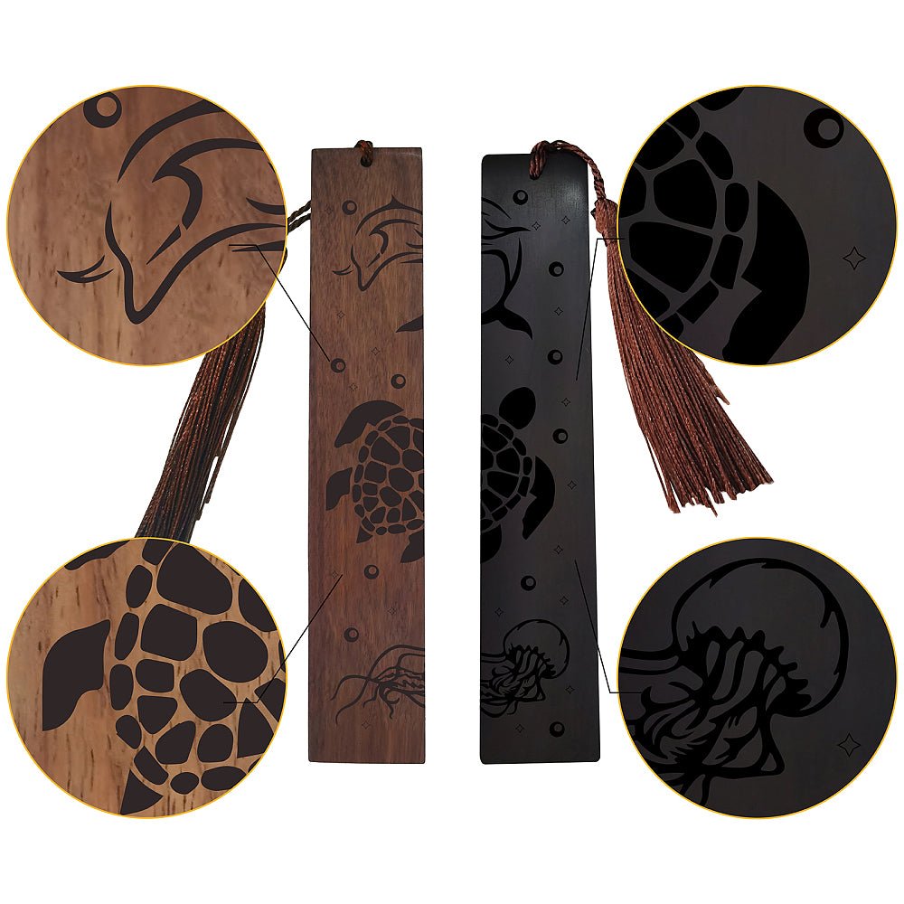 SEGNALIBRO IN LEGNO CON INCISIONE - Animali marini - Clorophilla Shop