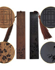 Segnalibro in palissandro e blackwood africano con incisione - Fiori di bamboo e prugna - Clorophilla Shop