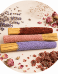 SET BASTONCINI LEGNO DI PALO SANTO RICOPERTI - Lavanda, Rosa e Dragon's blood - Clorophilla Shop