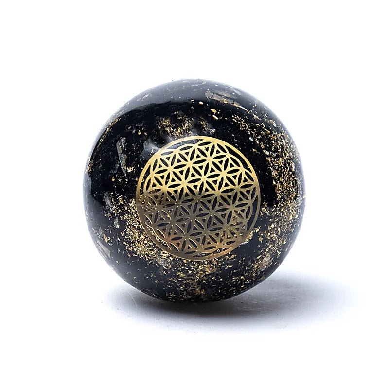 Sfera Feng Shui Orgonite in Tormalina con Fiore della vita - Protezione energia negativa - Clorophilla Shop