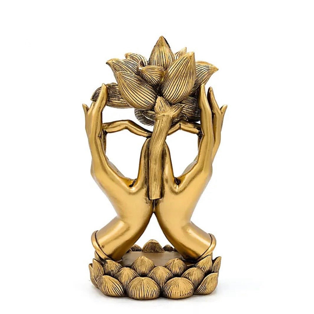 STATUA MANI CON LOTO - Purezza, trasformazione e crescita spirituale - Clorophilla Shop