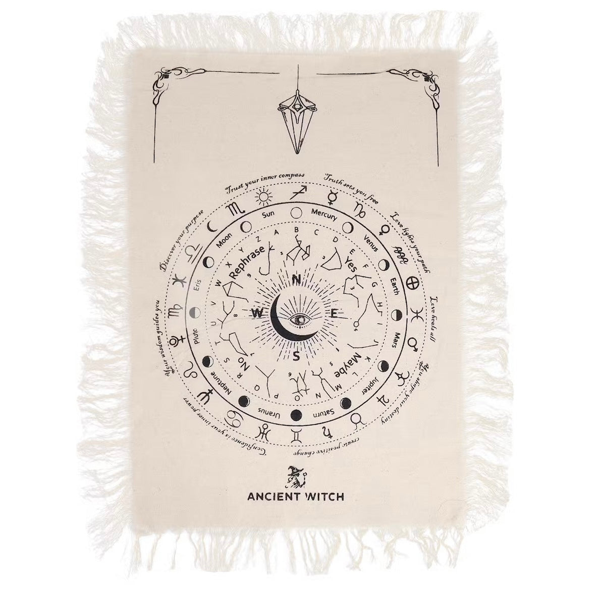 TELO DIVINATORIO OCCHIO DELLA PROVVIDENZA AVORIO - Letture con pendolo, tarocchi e disposizione cristalli - Clorophilla Shop