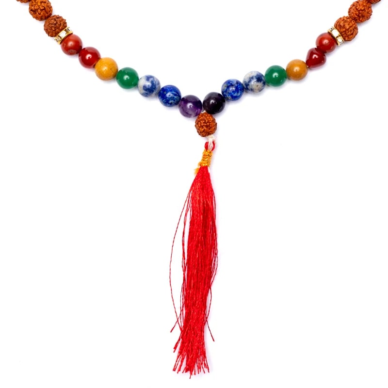 Mala Tibetana in Rudraksha con Pietre Chakra - Collana Rosario 108 grani | Scopri su Clorophilla Shop