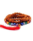 Mala Tibetana in Rudraksha con Pietre Chakra - Collana Rosario 108 grani | Scopri su Clorophilla Shop