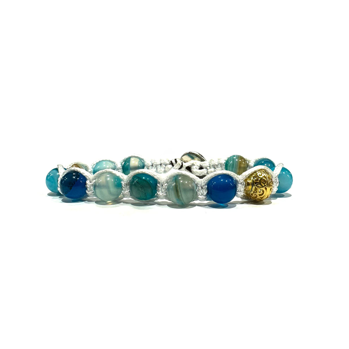 SAMSARA BRACCIALE KAILASH IN AGATA BLU STRIATA - Serenità, equilibrio mentale e chiarezza | Scopri su Clorophilla Shop