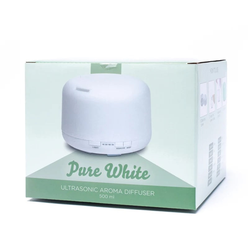 Diffusore aromi ultrasuoni Pure White - Luce LED integrata 7 colori | Scopri su Clorophilla Shop