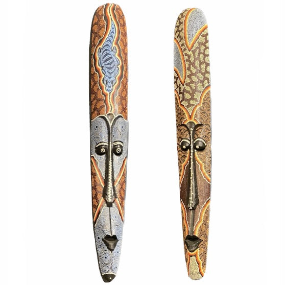 Maschera Scultura Da Parete Appesa Indonesiana, Maschera Volto in Legno Bali Dipinta e realizzata a Mano 1 metro - Colore Casuale | Scopri su Clorophilla Shop