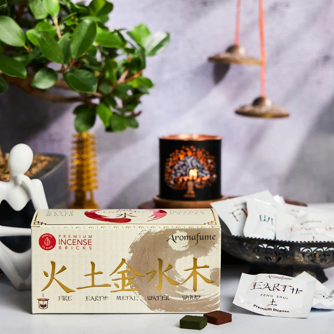 Aromafume Feng Shui Kit Bruciaincenso + 15 Mattoncini di Incenso 5 Elementi - Niente Fumo e Cenere | Scopri su Clorophilla Shop