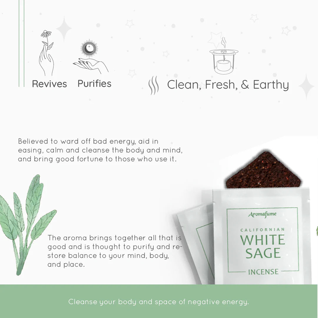 Aromafume "White Sage" Kit Bruciaincenso + 12 Mattoncini di incenso - Niente Fumo e Cenere | Scopri su Clorophilla Shop