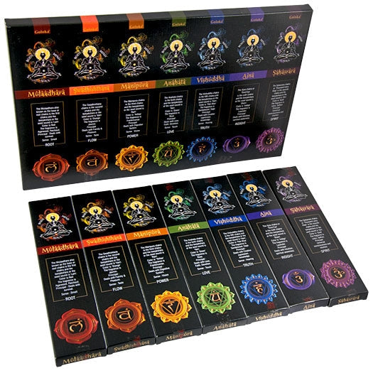 Goloka Collezione 7 Chakra Incenso in bastoncini - Set da 7 | Scopri su Clorophilla Shop