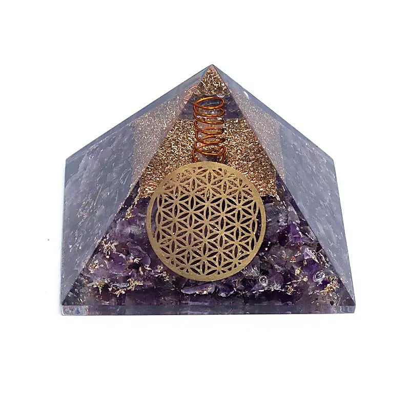 Piramide Fiore della Vita in Orgonite con Ametista - Cristalloterapia | Scopri su Clorophilla Shop