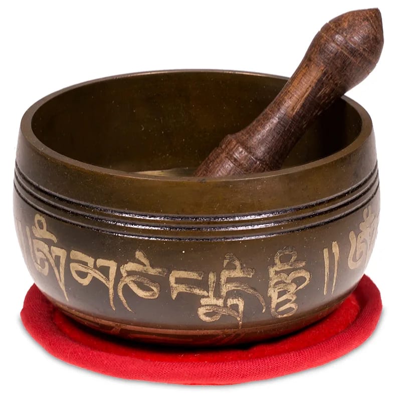 Campana Tibetana Om con Decorazioni in Set Regalo - Batacchio e Cuscino Inclusi | Scopri su Clorophilla Shop