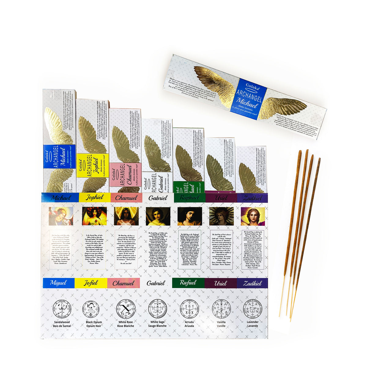 Goloka Collezione 7 Arcangeli Incenso in bastoncini - Set da 7 | Scopri su Clorophilla Shop