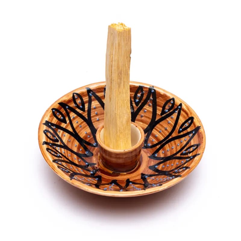 Bruciaincenso Palo Santo in ceramica decorato - Portaincenso Made in India | Scopri su Clorophilla Shop