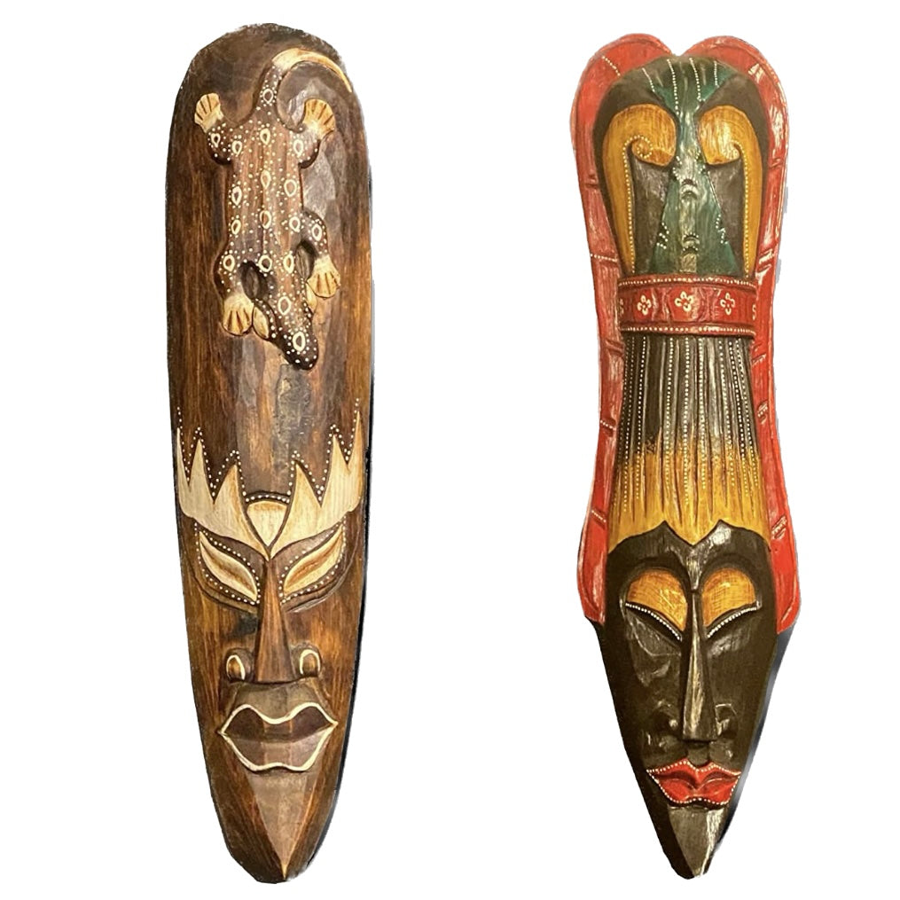 Maschera Da Parete Indonesiana, made in Bali, in Legno dipinta e decorata a Mano - Colore Casuale - 40cm | Scopri su Clorophilla Shop