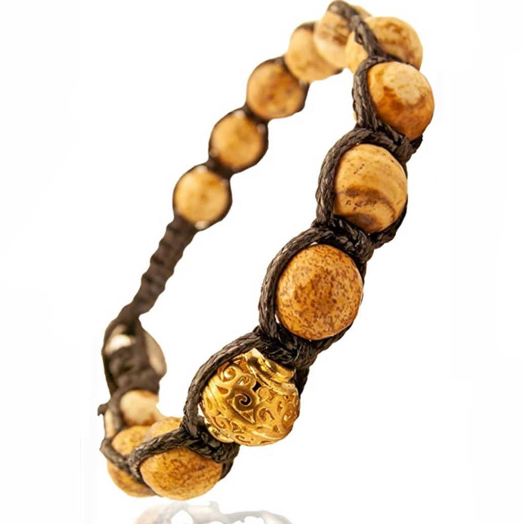 SAMSARA BRACCIALE TIBETANO IN DIASPRO PAESINA - Connessione terrestre, stabilità e radicamento | Scopri su Clorophilla Shop
