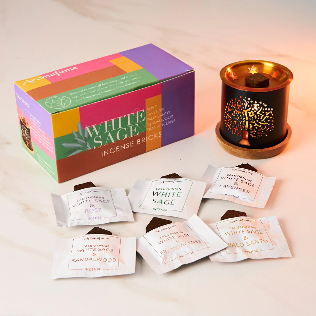 Aromafume "White Sage" Kit Bruciaincenso + 12 Mattoncini di incenso - Niente Fumo e Cenere | Scopri su Clorophilla Shop
