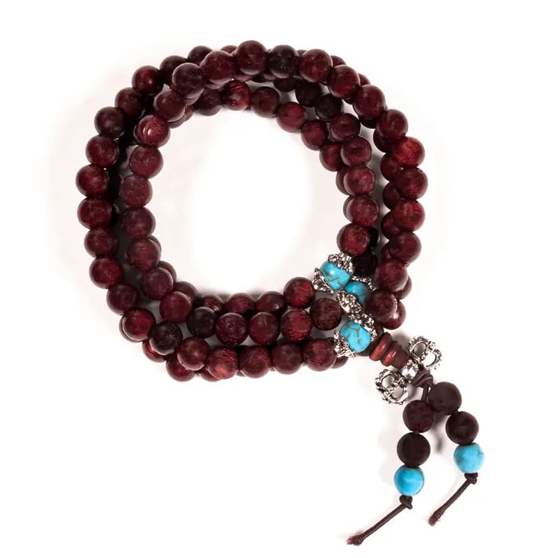 Mala Tibetana in Legno e Dorje con filo elastico - Collana Rosario 108 Grani in legno e 3 Grani Ornamentali | Scopri su Clorophilla Shop