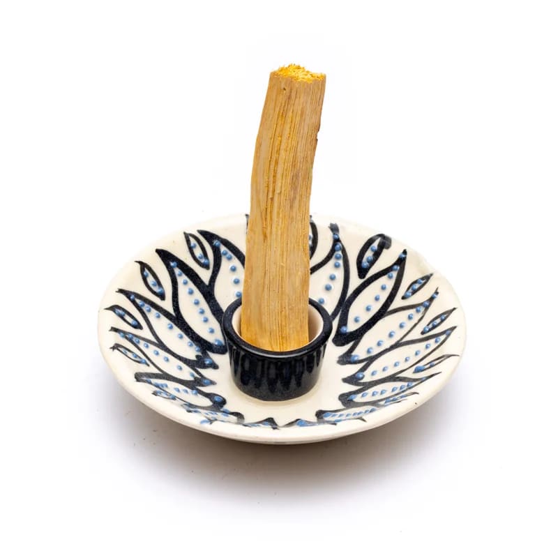 Bruciaincenso Palo Santo in ceramica decorato - Portaincenso Made in India | Scopri su Clorophilla Shop