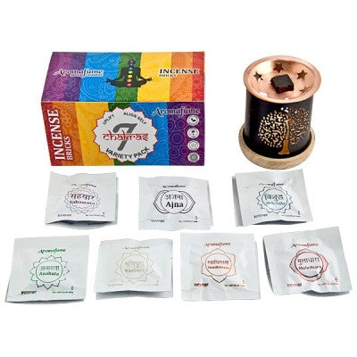 Aromafume Chakra Kit Bruciaincenso + 14 Mattoncini di Incenso - Niente Fumo e Cenere | Scopri su Clorophilla Shop