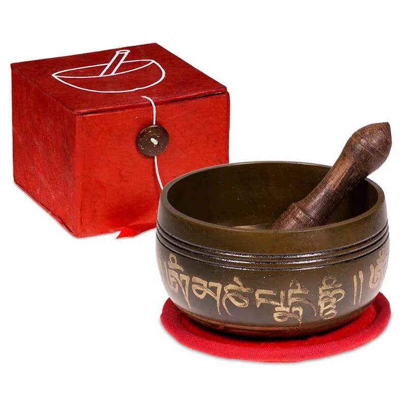 Campana Tibetana Om con Decorazioni in Set Regalo - Batacchio e Cuscino Inclusi | Scopri su Clorophilla Shop