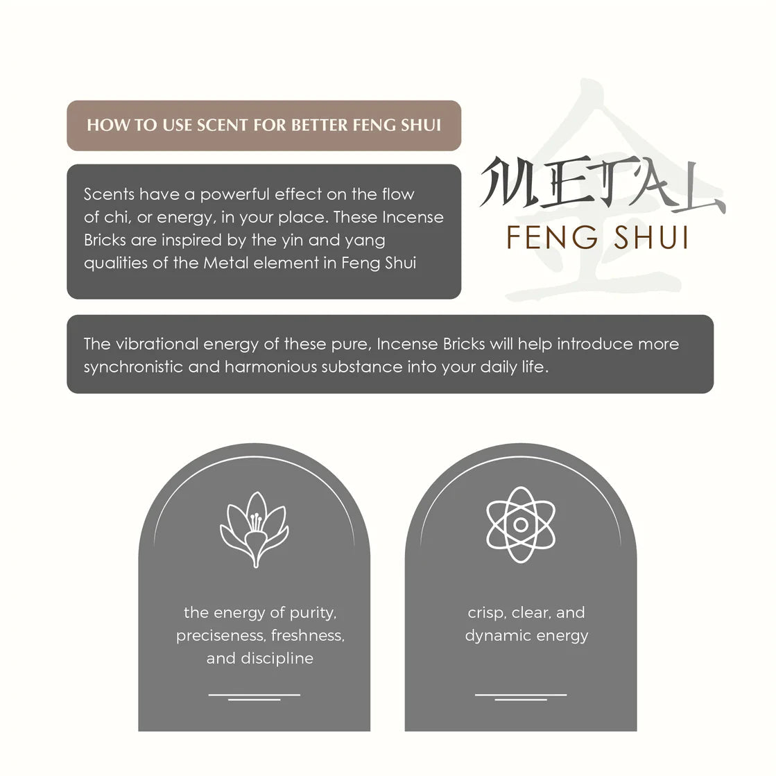 Aromafume Feng Shui METAL Mattoncini Incenso Elemento Metallo - Niente fumo e cenere | Scopri su Clorophilla Shop
