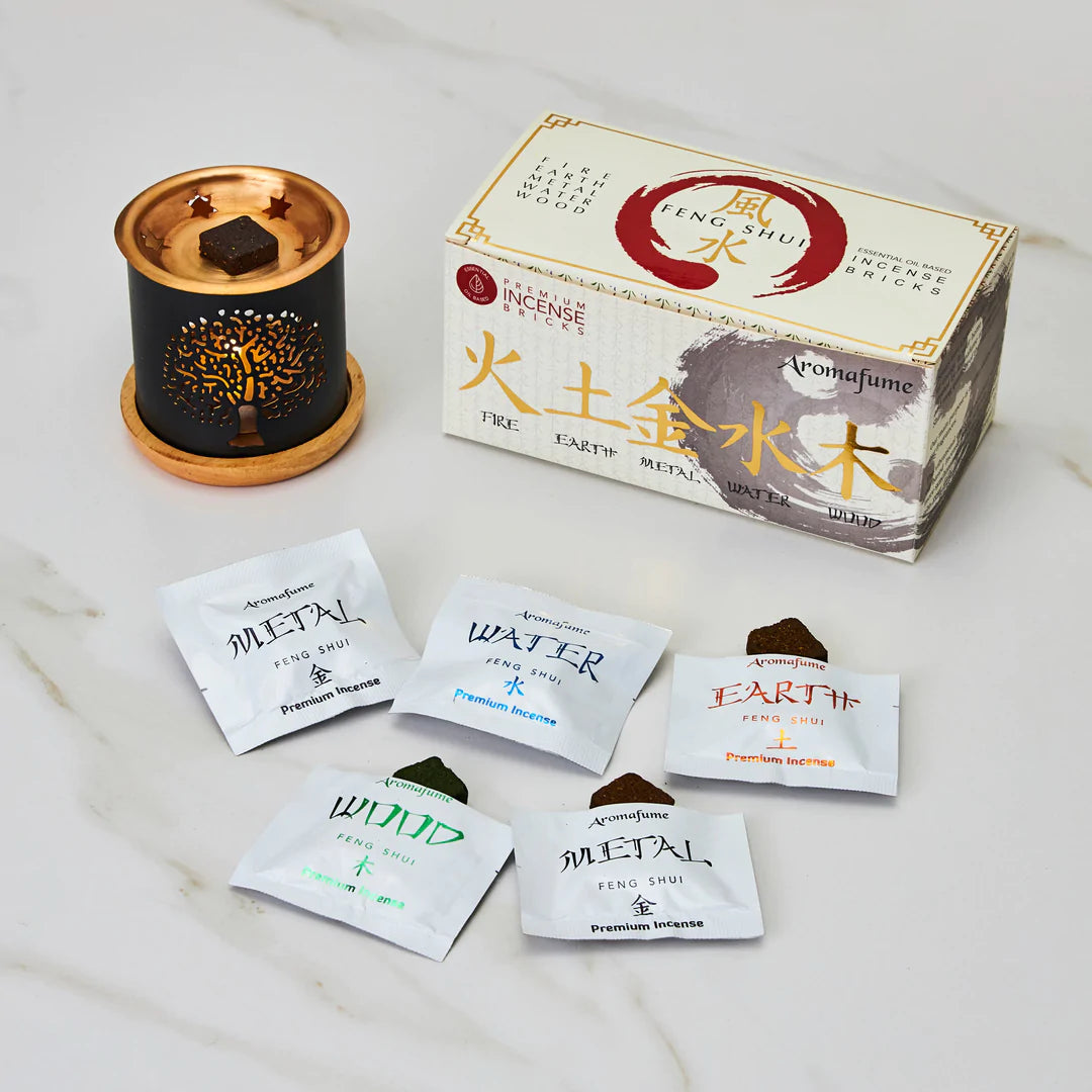 Aromafume Feng Shui Kit Bruciaincenso + 15 Mattoncini di Incenso 5 Elementi - Niente Fumo e Cenere | Scopri su Clorophilla Shop