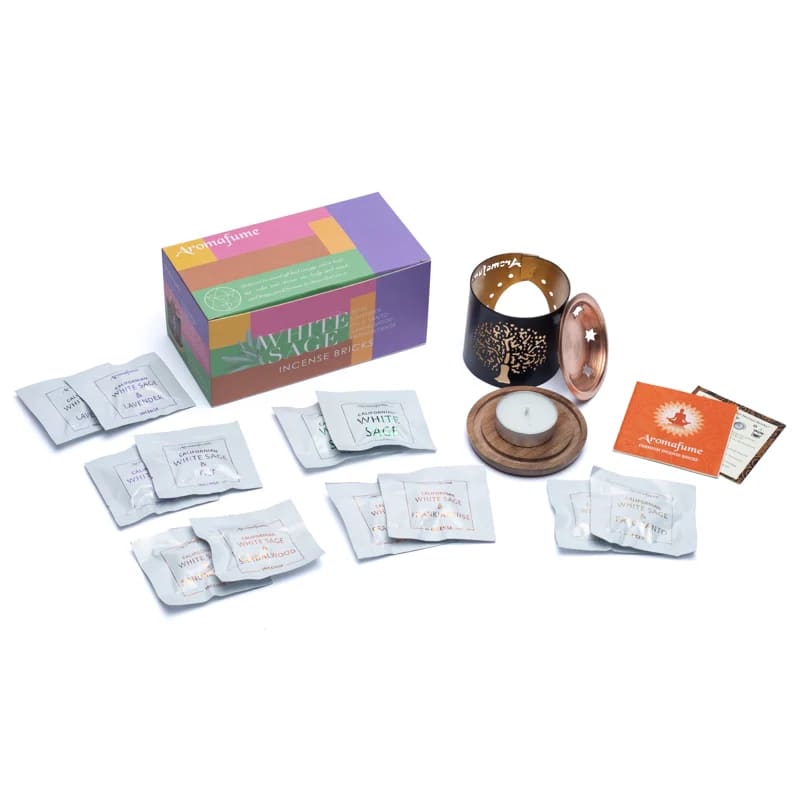 Aromafume "White Sage" Kit Bruciaincenso + 12 Mattoncini di incenso - Niente Fumo e Cenere | Scopri su Clorophilla Shop
