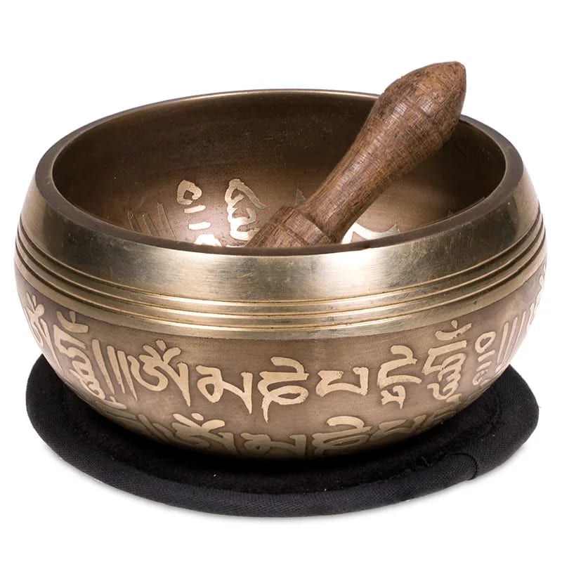 Campana Tibetana Om con Decorazioni in Set Regalo - Batacchio e Cuscino Inclusi | Scopri su Clorophilla Shop