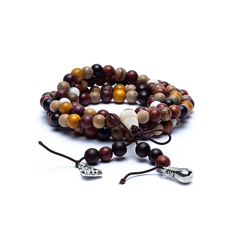 Mala Tibetana in 4 Legni con filo elastico - Collana Rosario 108 grani | Scopri su Clorophilla Shop