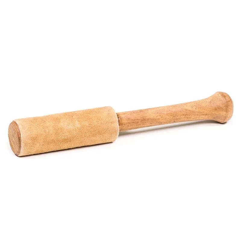 Batacchio in Legno e Camoscio cammello per Campane Tibetane - 15cm | Scopri su Clorophilla Shop