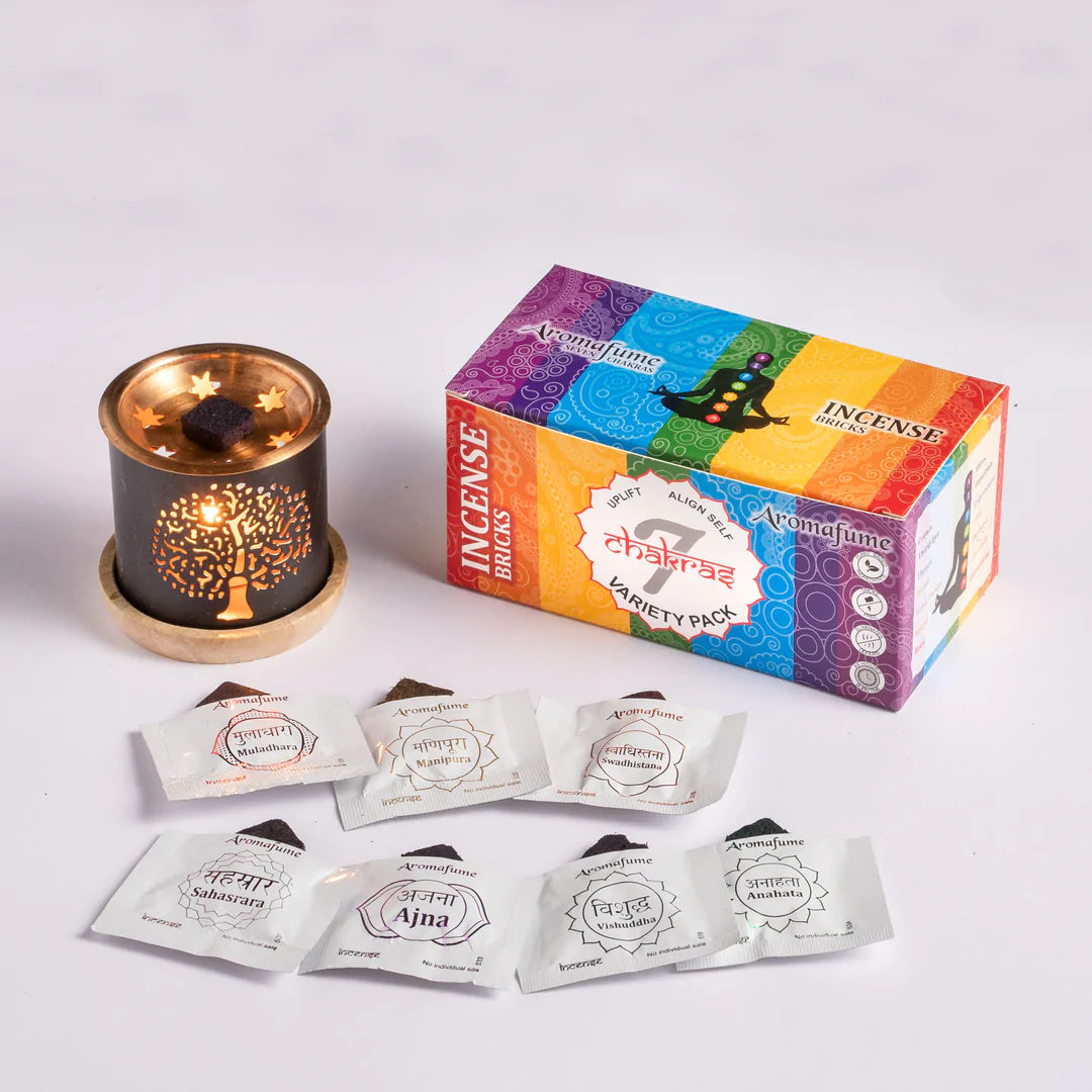 Aromafume Chakra Kit Bruciaincenso + 14 Mattoncini di Incenso - Niente Fumo e Cenere | Scopri su Clorophilla Shop
