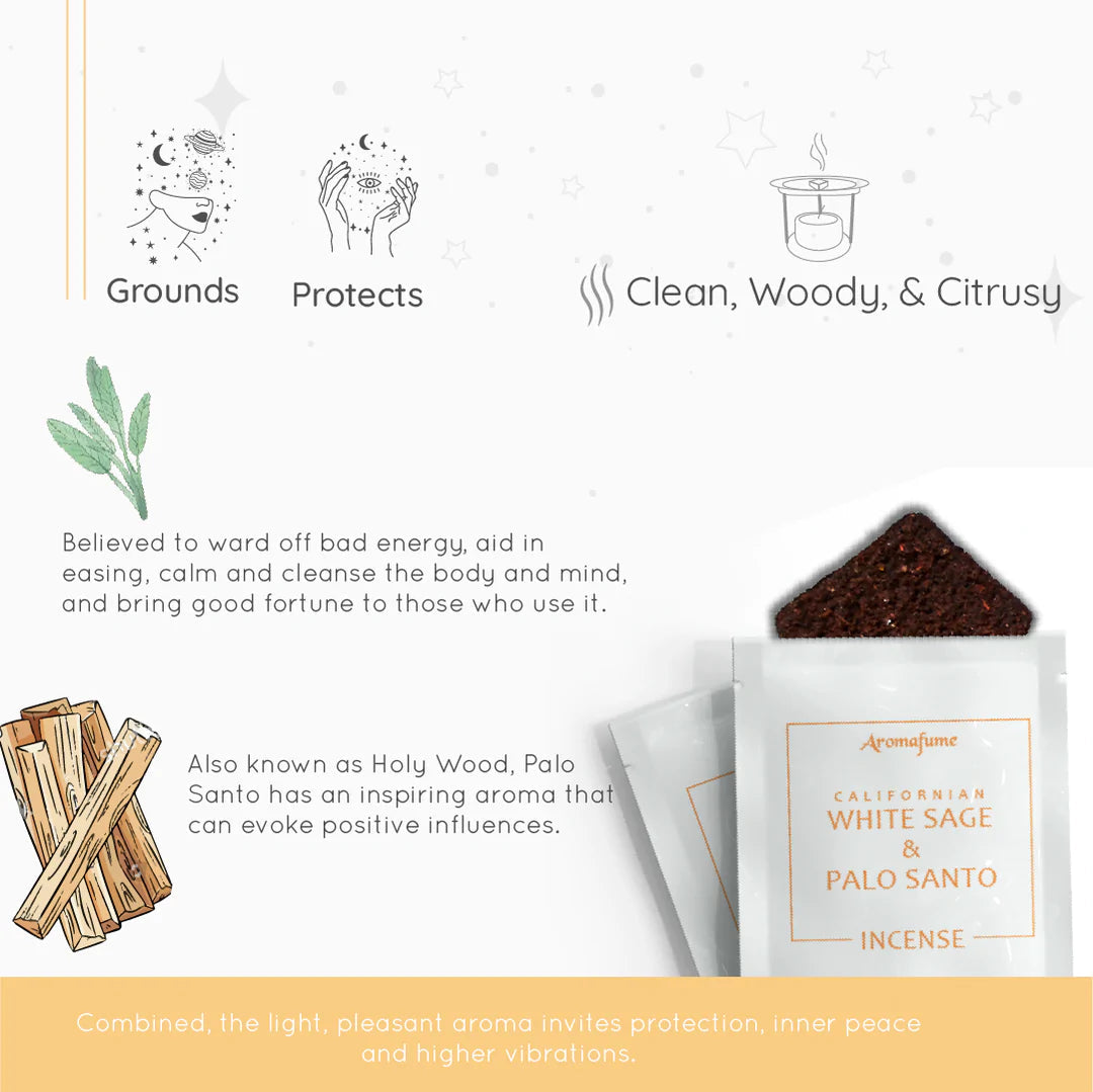 Aromafume "White Sage" Kit Bruciaincenso + 12 Mattoncini di incenso - Niente Fumo e Cenere | Scopri su Clorophilla Shop