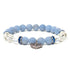 Bracciale elastico in Cristallo di Rocca e Angelite con ala d'angelo | Scopri su Clorophilla Shop